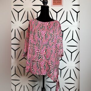 Michael Kors Multicolor Abstract Print Side Knot Blouse Size L